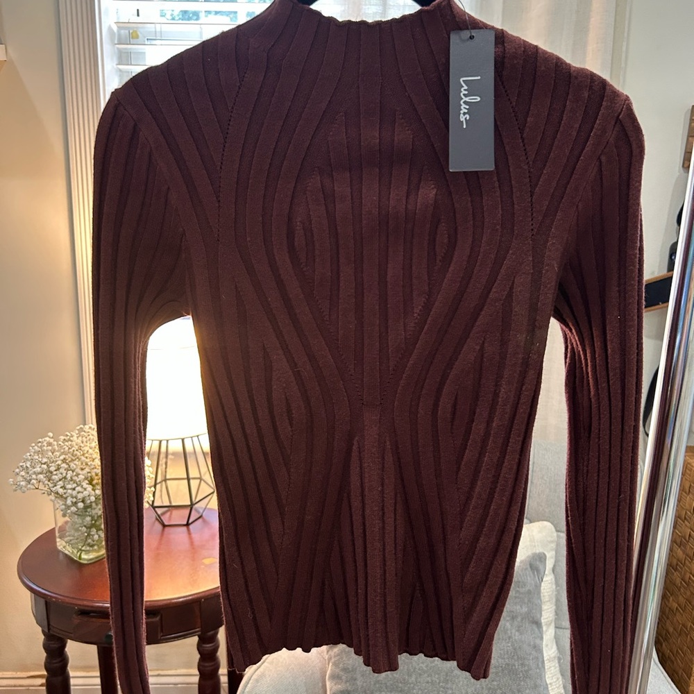 NWT Lulu's Brown Ribbed Turtleneck Sweater size S